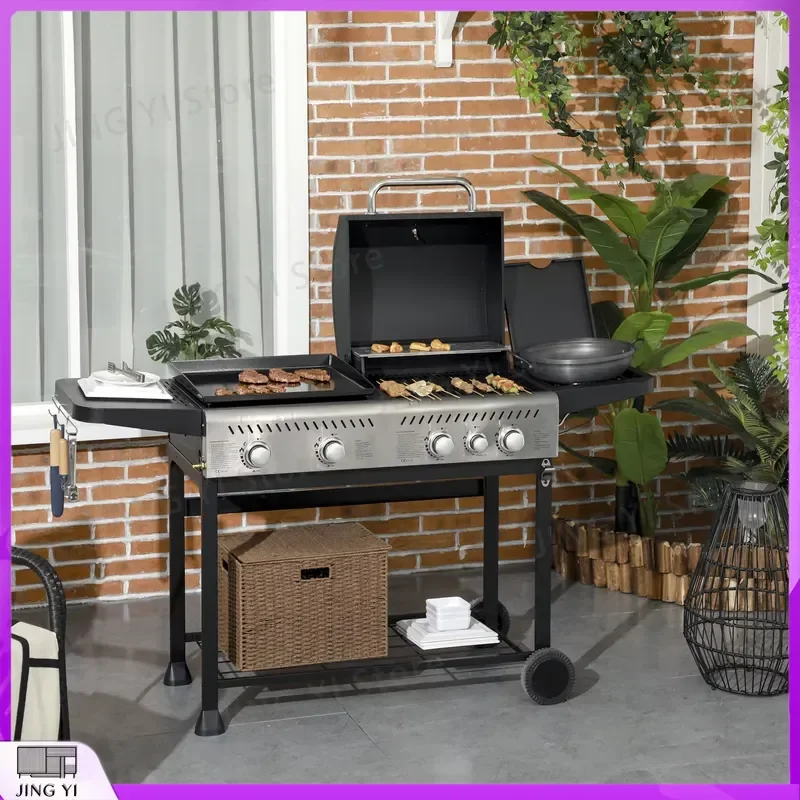 Outsunny Gas Grill Plancha BBQ Grill Outdoor Cooking Equipment 15 kW 4+1 Burners Stainless Steel Portable Barbecue for Garden
Outsunny Gas Grill Plancha BBQ Grill Outdoor Cooking Equipment 15 kW 4+1 Burners Stainless Steel Portable Barbecue for Garden