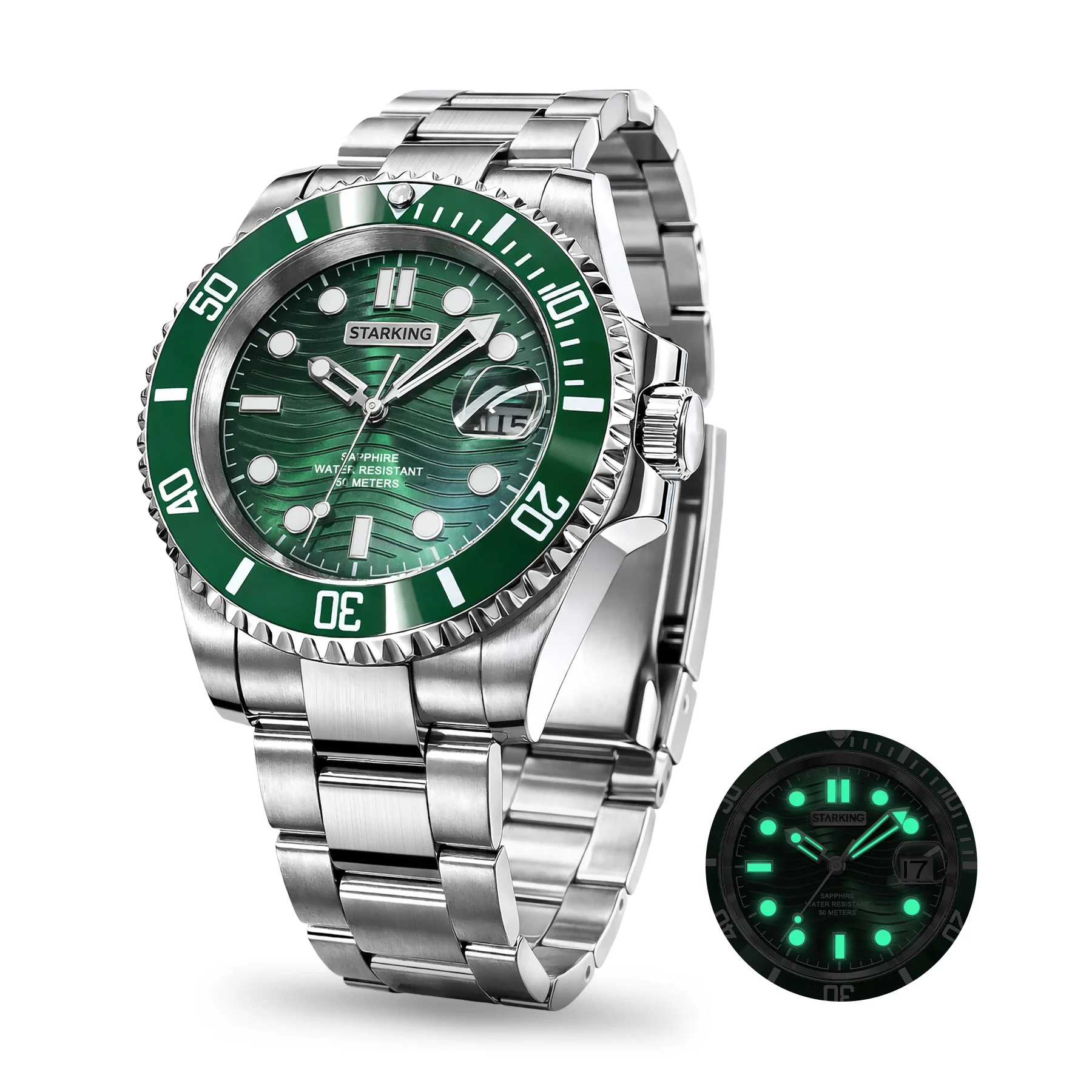 STARKING Luxury Men's Automatic Watch Miyota 8215 Sapphire Crystal 50M Waterproof Wristwatch Luminous Date Sport Watches for Men
STARKING Luxury Men's Automatic Watch Miyota 8215 Sapphire Crystal 50M Waterproof Wristwatch Luminous Date Sport Watches for Men