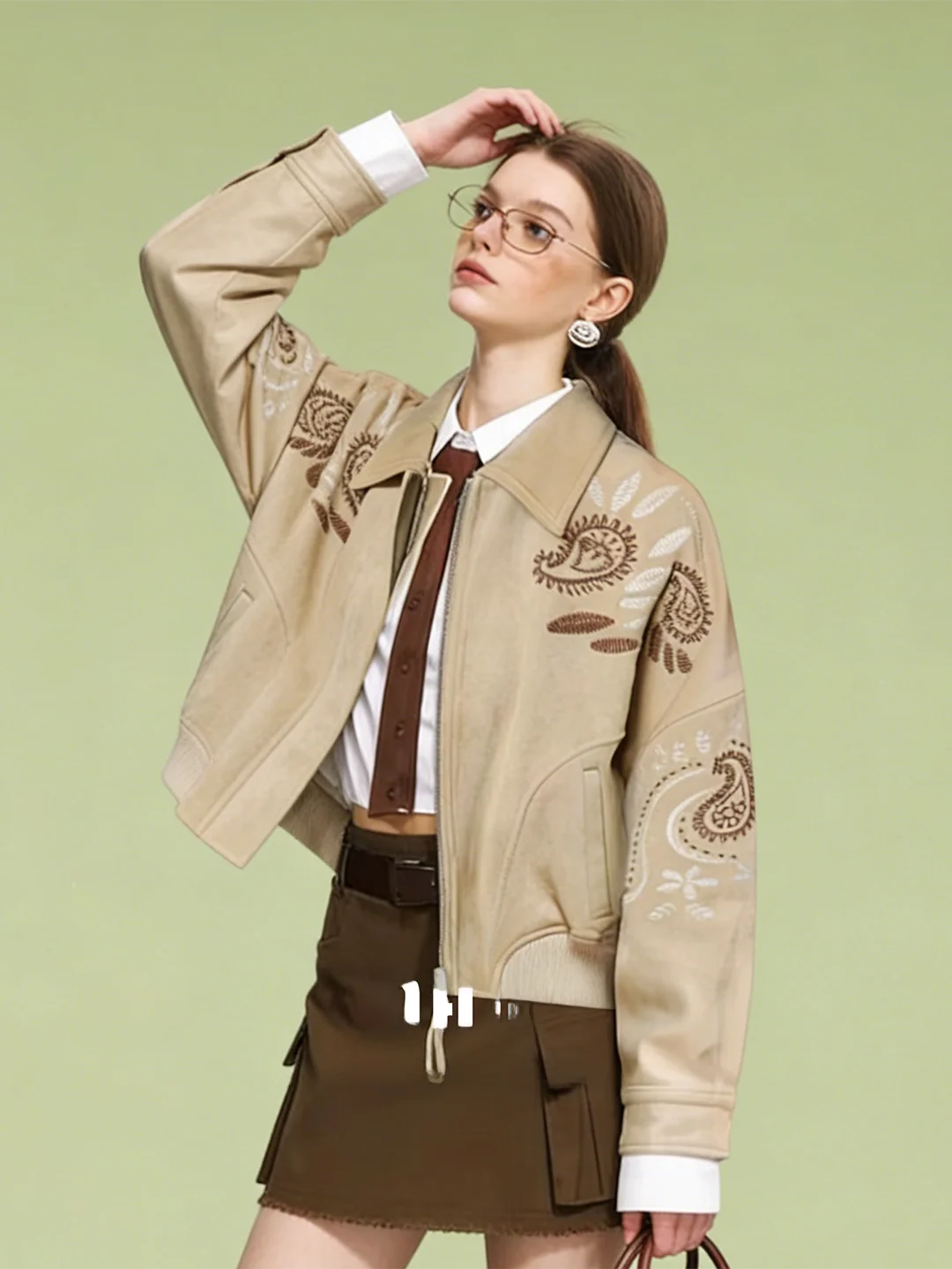 AHMI Court Barnet Heavyweight Embroidered Pilot Jaet Women's Loose Faionable ort Outerwear Spring New Sle Commute Sle
AHMI Court Barnet Heavyweight Embroidered Pilot Jaet Women's Loose Faionable ort Outerwear Spring New Sle Commute Sle