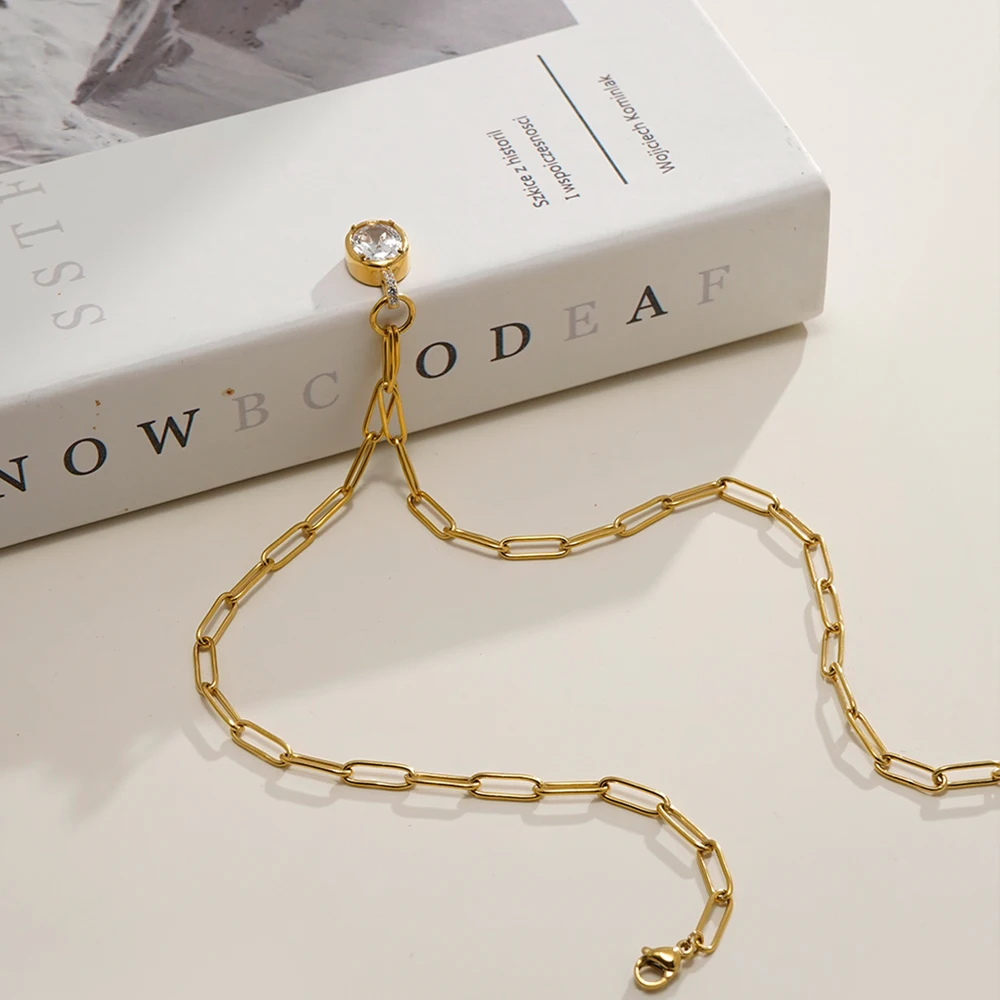 ENFASHION Para Mujer Paperclip Chain Zircon Pendant Necklace For Women's Stainless steel 18K Plated Gold Delicate Jewelry P3655
ENFASHION Para Mujer Paperclip Chain Zircon Pendant Necklace For Women's Stainless steel 18K Plated Gold Delicate Jewelry P3655