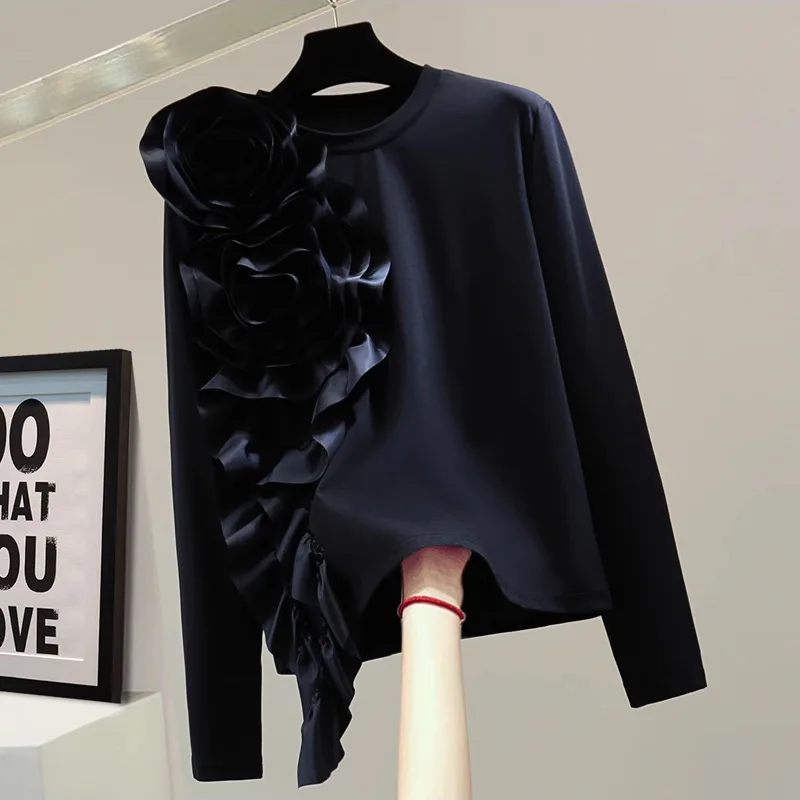 Heavy Industry 3D Flower Long Sleeve T-Shirt 2023 Autumn Korean Edition Loose And Slim Solid Color Casual Versatile Outerwear
Heavy Industry 3D Flower Long Sleeve T-Shirt 2023 Autumn Korean Edition Loose And Slim Solid Color Casual Versatile Outerwear