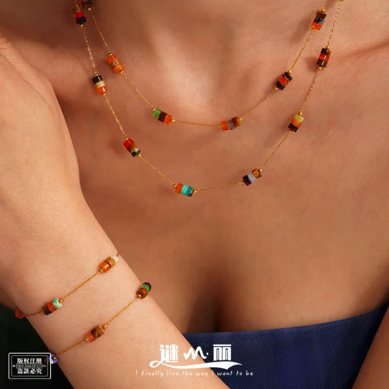 Mioli natural stone handmade beaded necklace, bracelet set stainless steel niche design female
Mioli natural stone handmade beaded necklace, bracelet set stainless steel niche design female