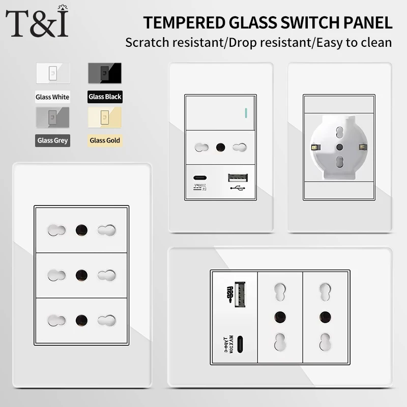 118x75mm Smart Switch Sat TV Tel,White Tempered Glass Panel for Home Italy&Chile USB TypeC Fast Charging Wall Socket Schuko
118x75mm Smart Switch Sat TV Tel,White Tempered Glass Panel for Home Italy&Chile USB TypeC Fast Charging Wall Socket Schuko