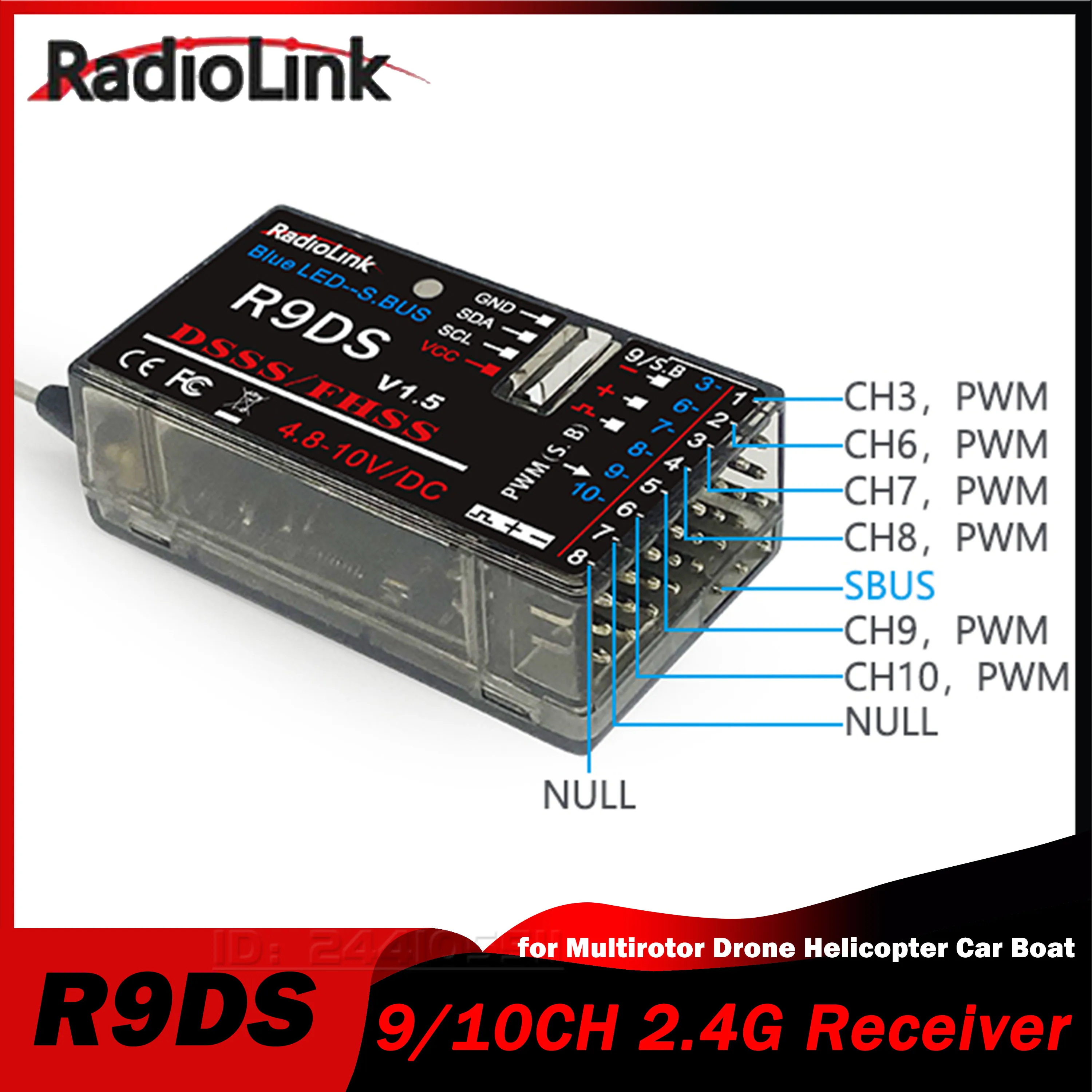 Radiolink R9DS 9/10CH 2.4G Receiver 4000 Meters Real-time Telemetry 3.6-12V for Fixed Wing RC Car Boat Robot Multicopter Glider
Radiolink R9DS 9/10CH 2.4G Receiver 4000 Meters Real-time Telemetry 3.6-12V for Fixed Wing RC Car Boat Robot Multicopter Glider
