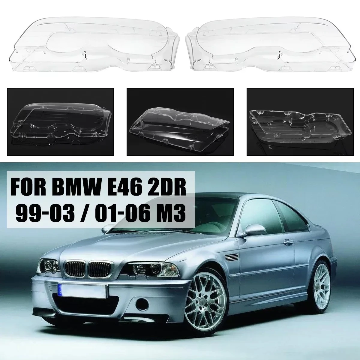 Прозрачная крышка фары (2 шт.) для BMW 3 серии E46 2DR 1999-2003, M3 2001-2006
Прозрачная крышка фары (2 шт.) для BMW 3 серии E46 2DR 1999-2003, M3 2001-2006