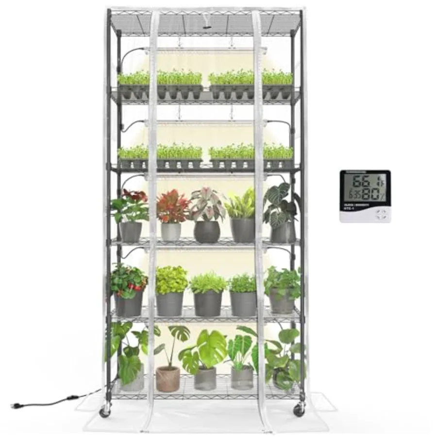 Indoor Greenhouse with Grow Light, Mini Green House with 5 Pack T8 Full Spectrum Plant Lights, Plant Shelf with Tent for Indoor
Indoor Greenhouse with Grow Light, Mini Green House with 5 Pack T8 Full Spectrum Plant Lights, Plant Shelf with Tent for Indoor