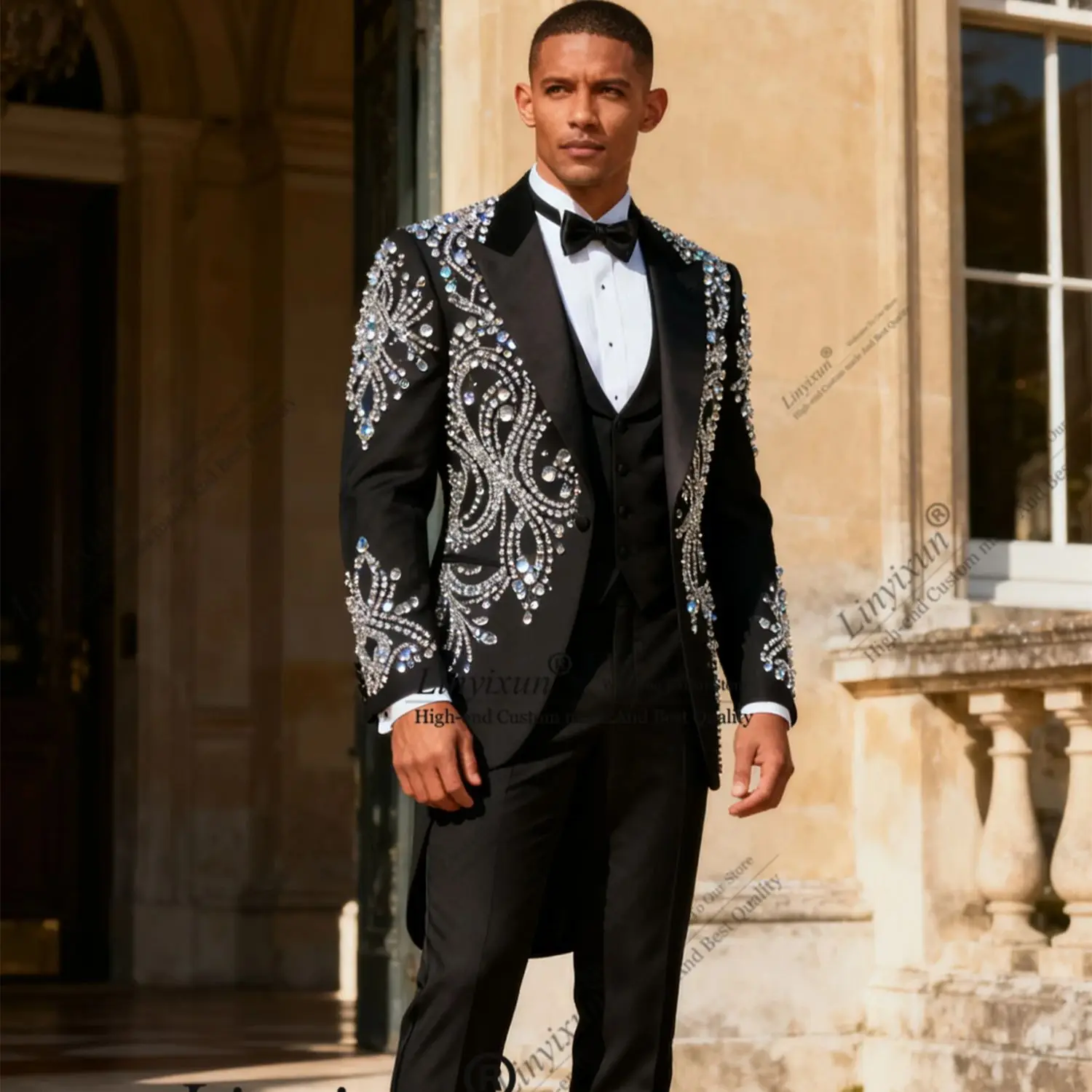 Elegant Metal Embellished Long tailcoat 3 Pieces Sets Male Party Prom Blazers Peaked Lapel Customized Groom Tuxedos Ropa Hombre
Elegant Metal Embellished Long tailcoat 3 Pieces Sets Male Party Prom Blazers Peaked Lapel Customized Groom Tuxedos Ropa Hombre