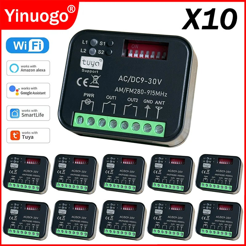 10PCS Universal RX-Multi 300-868MHz Garage Door Remote Control Receiver 9-30V 85-250V Tuya Wifi Smart Switch Gate Controller 
10PCS Universal RX-Multi 300-868MHz Garage Door Remote Control Receiver 9-30V 85-250V Tuya Wifi Smart Switch Gate Controller