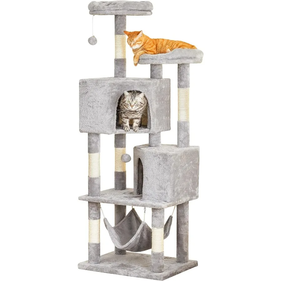 Cat Tree for Indoor Cats - 63in Multi-Level Large Cat Tower with 2 Big Cat Condos 2 Padded Perches Hammock 6 Sisal-Covered Scra
Cat Tree for Indoor Cats - 63in Multi-Level Large Cat Tower with 2 Big Cat Condos 2 Padded Perches Hammock 6 Sisal-Covered Scra