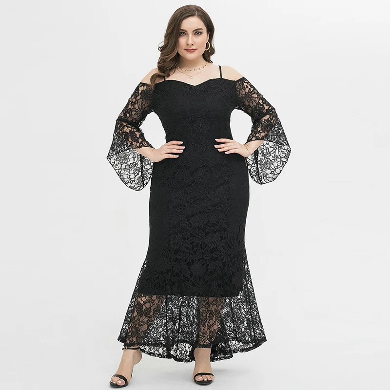 Plus Size Women Evening Dresses Elegant Lady Long Lace Splicing Party Dresses Fashion Casual Solid Color Large Size Halter Dress
Plus Size Women Evening Dresses Elegant Lady Long Lace Splicing Party Dresses Fashion Casual Solid Color Large Size Halter Dress