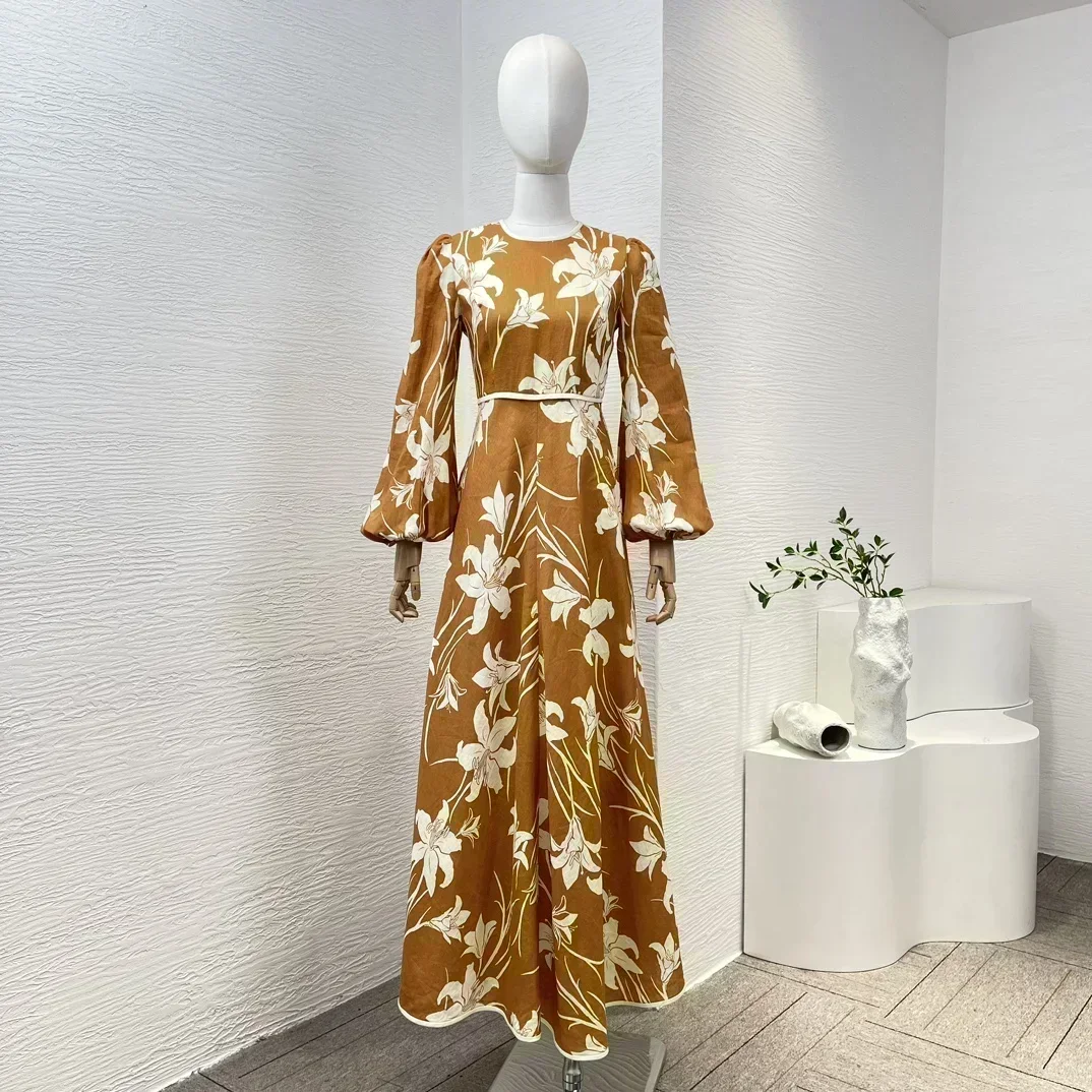 Linen Pink Peony Print Long Sleeve Midi Dress 2024 New Collection Women Vintage High Quality Clothing for Holiday
Linen Pink Peony Print Long Sleeve Midi Dress 2024 New Collection Women Vintage High Quality Clothing for Holiday