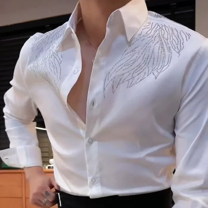 Spring Autumn Y2K Solid Diamond Shirts Men's Clothing Long Sleeve Loose Polo Neck Blouse All Match Fashion Cardigan Print Tops
Spring Autumn Y2K Solid Diamond Shirts Men's Clothing Long Sleeve Loose Polo Neck Blouse All Match Fashion Cardigan Print Tops
