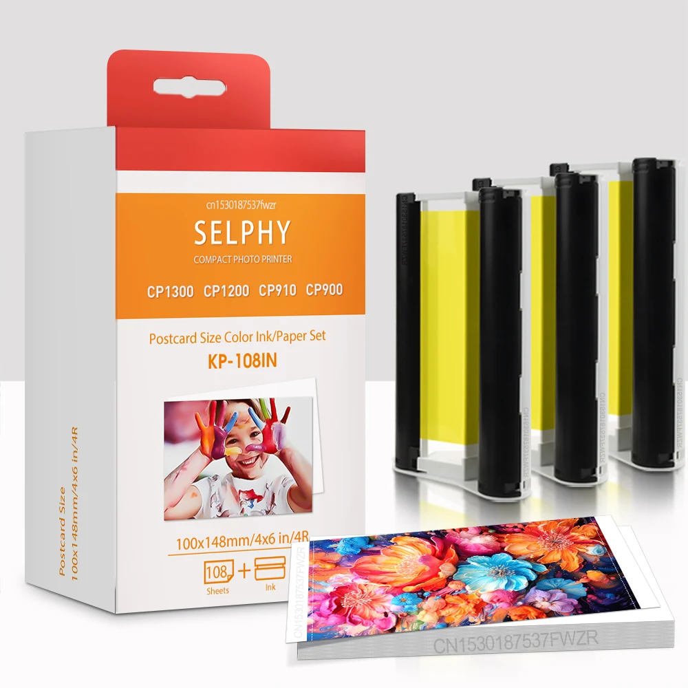 KP108IN Canon Selphy CP1500 Paper and Ink Set 4 x 6 Inch Compatible for CP1300 CP1200 CP900 CP910 Compact Wireless Photo Printer
KP108IN Canon Selphy CP1500 Paper and Ink Set 4 x 6 Inch Compatible for CP1300 CP1200 CP900 CP910 Compact Wireless Photo Printer