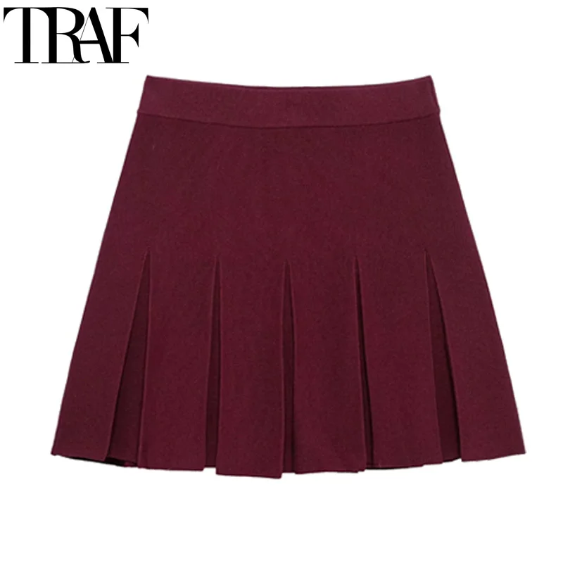 TRAF Women Skirts 2025 Pleated Mini Skirt Woman High Waist Burgundy Knitted Skirt Spring Elegant Ruffled Short Skirts For Women
TRAF Women Skirts 2025 Pleated Mini Skirt Woman High Waist Burgundy Knitted Skirt Spring Elegant Ruffled Short Skirts For Women