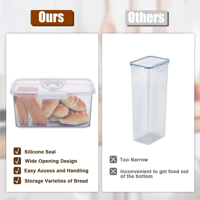 Airtight Bread Boxes For Your Kitchen Counter - Sealed Freshness With Time Recording, Lid Included - Perfect For Homemade Bread
Airtight Bread Boxes For Your Kitchen Counter - Sealed Freshness With Time Recording, Lid Included - Perfect For Homemade Bread