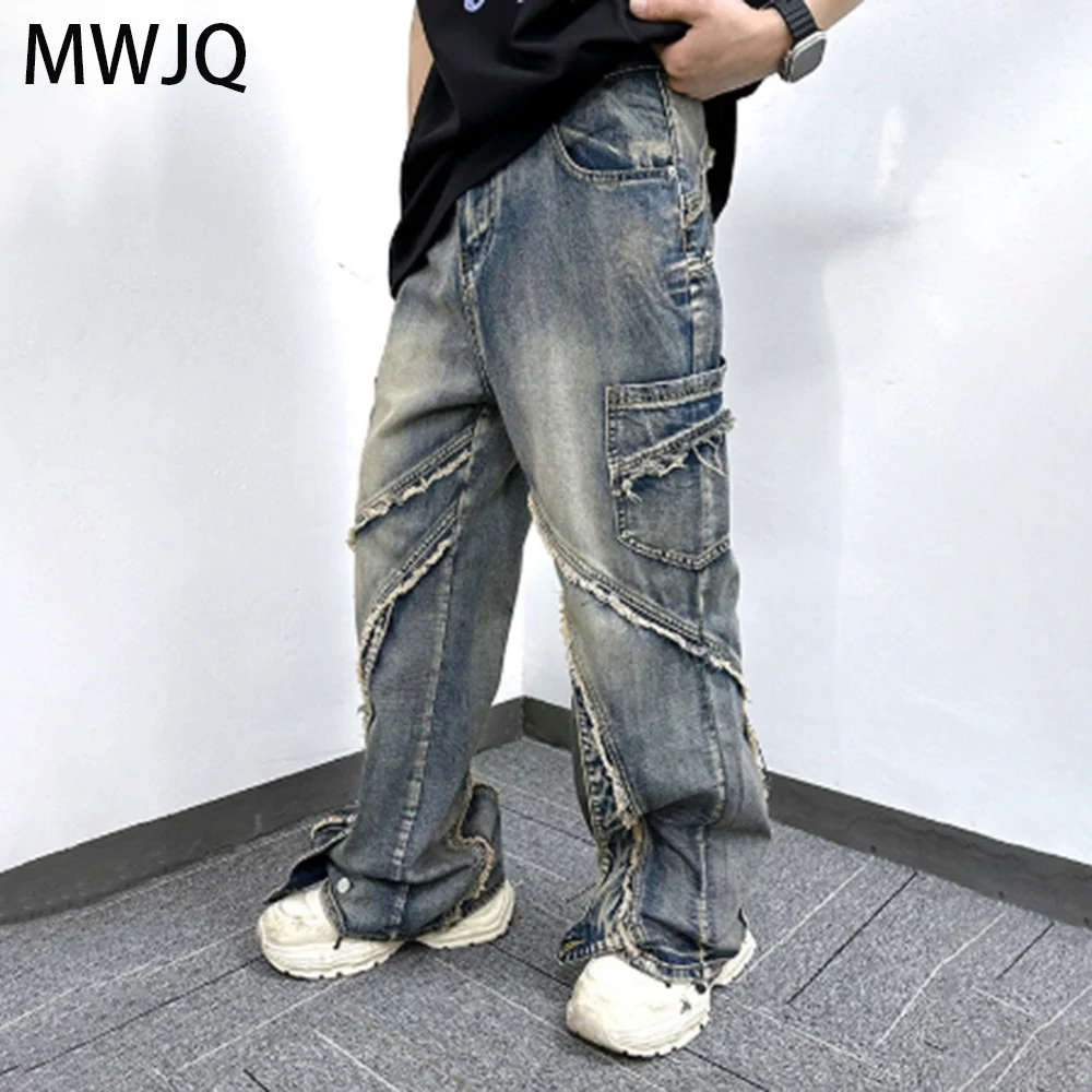 MWJQ American Deconstruction Rough Edge Jeans Men's High Street New Summer Spliced Heavy Straight Leg Casual Trouser 010408
MWJQ American Deconstruction Rough Edge Jeans Men's High Street New Summer Spliced Heavy Straight Leg Casual Trouser 010408
