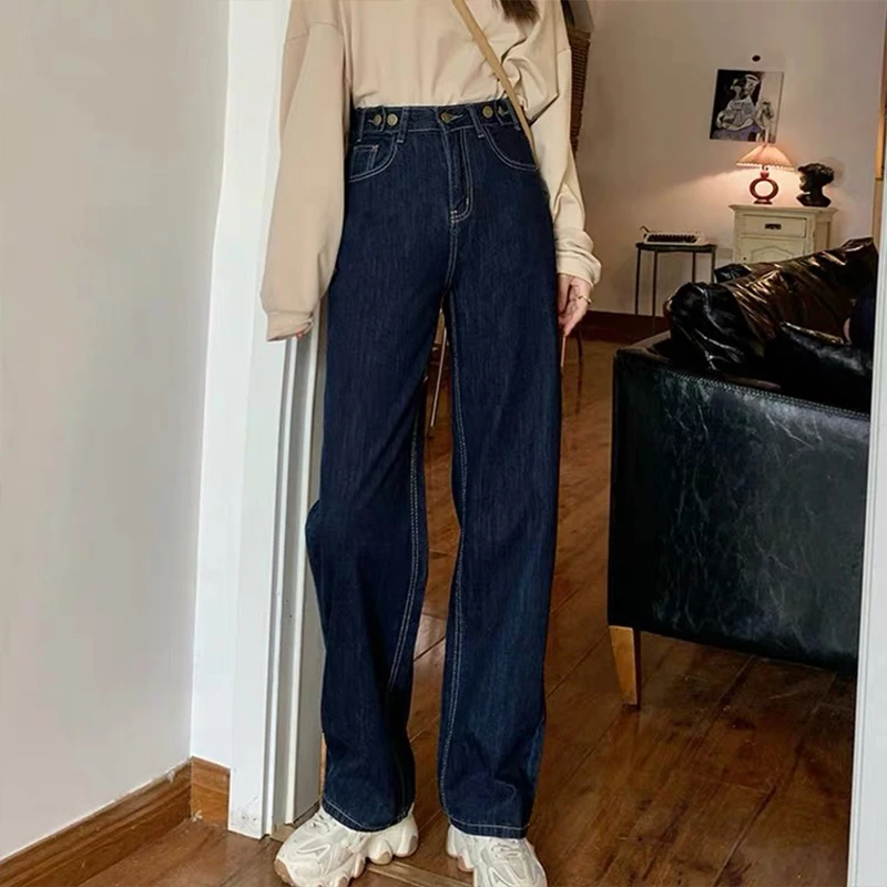 Оригинальные цветные джинсы с высокой талией и широкими штанинами, женские, свободного кроя, с регулируемым размером талии, модные джинсовые брюки для весны и осени.
Оригинальные цветные джинсы с высокой талией и широкими штанинами, женские, свободного кроя, с регулируемым размером талии, модные джинсовые брюки для весны и осени.