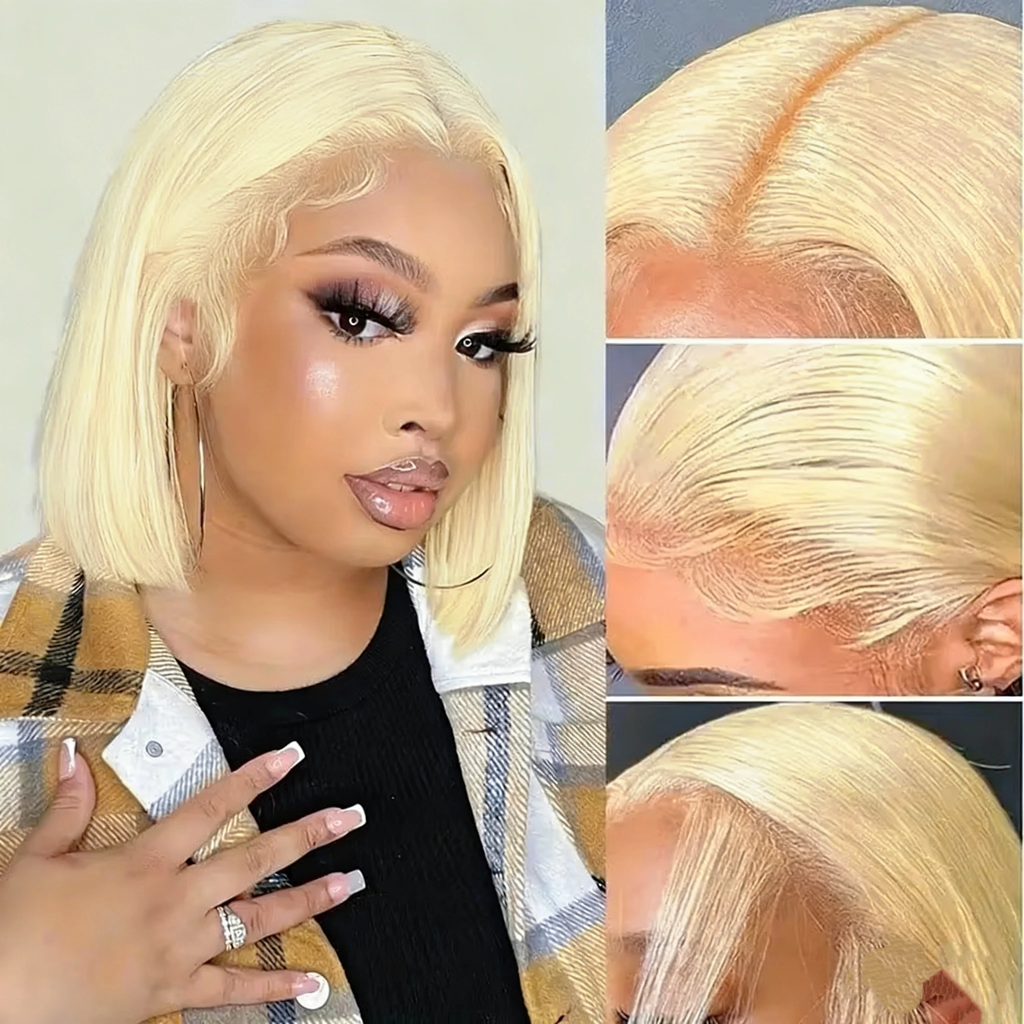 14 Inch Honey Blonde 613 Colored Straight Short Bob Hair Wigs Pre-plucked 13x6 HD Lace Front Human Hair Bob Wigs For Women
14 Inch Honey Blonde 613 Colored Straight Short Bob Hair Wigs Pre-plucked 13x6 HD Lace Front Human Hair Bob Wigs For Women