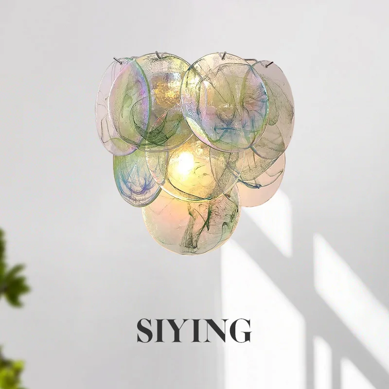French retro Murano bedside lamp glass wall lamp bedroom aisle living room background decorative lamp
French retro Murano bedside lamp glass wall lamp bedroom aisle living room background decorative lamp