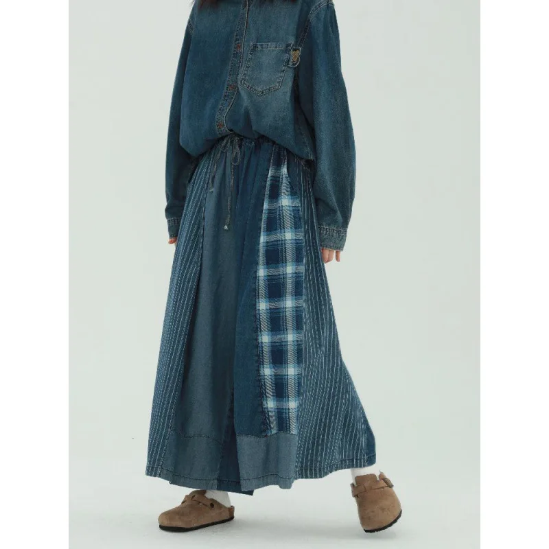 2025 New Spring Women Top Quality Cotton Denim Ankle-length Jeans Loose Casual Elastic Waist Plaid Patchwork Wide Leg Pants Y318
2025 New Spring Women Top Quality Cotton Denim Ankle-length Jeans Loose Casual Elastic Waist Plaid Patchwork Wide Leg Pants Y318