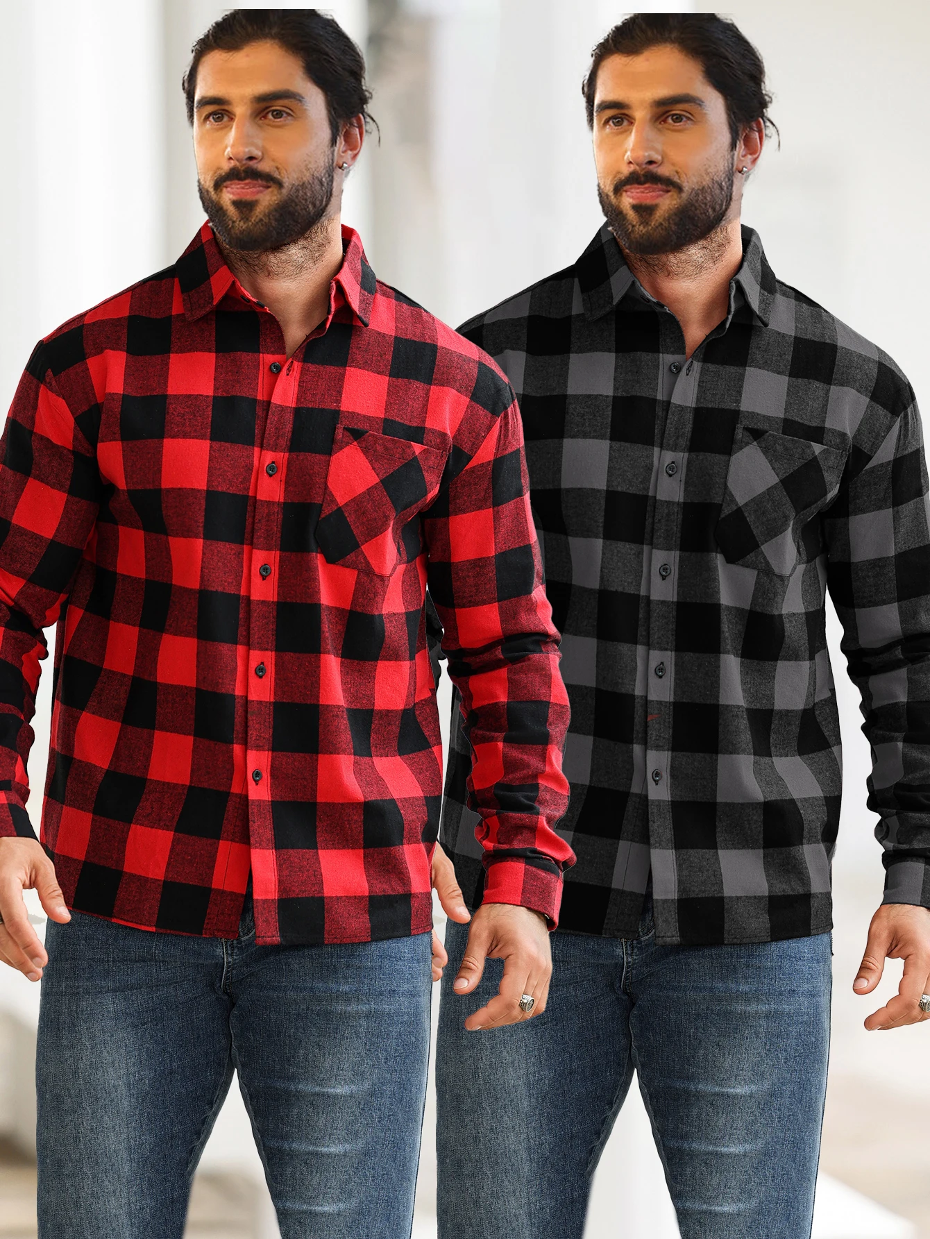 Мужская клетчатая рубашка с разноцветными блоками, состоящая из двух частей, однобортная, с карманами, подходит для слоя или ношения.
Мужская клетчатая рубашка с разноцветными блоками, состоящая из двух частей, однобортная, с карманами, подходит для слоя или ношения.