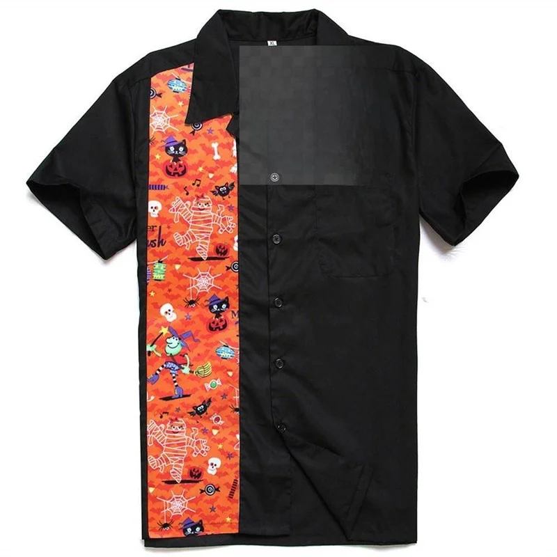 Orange Cotton Halloween Witch Bat Print Men's Shirt Special Wide Fit Short Sleeve Vintage Style Splicing PU Leather Shirt
Orange Cotton Halloween Witch Bat Print Men's Shirt Special Wide Fit Short Sleeve Vintage Style Splicing PU Leather Shirt