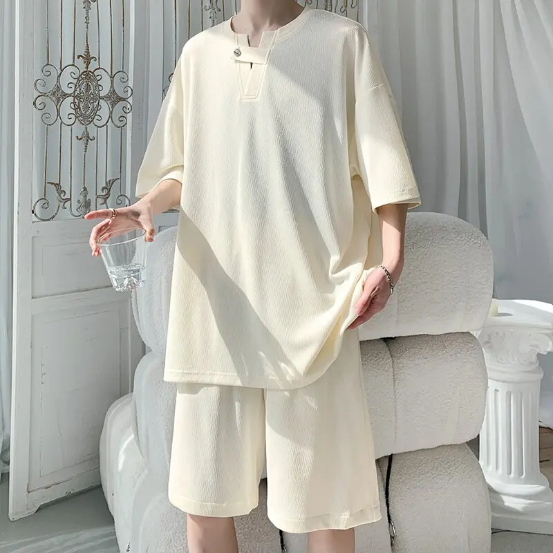 Summer New Fashion Solid Color Ice Silk Sports Short-Sleeved T-shirt Set Men's Loose Comfortable Breathable Two-Piece Set M-5XL
Summer New Fashion Solid Color Ice Silk Sports Short-Sleeved T-shirt Set Men's Loose Comfortable Breathable Two-Piece Set M-5XL