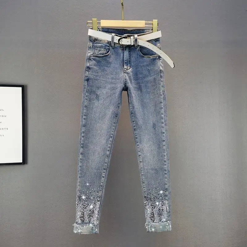 Women's Sequin Embellished Skinny Jeans Summer 2026 High Waist Slim Fit Ankle Length Denim Pants
Women's Sequin Embellished Skinny Jeans Summer 2026 High Waist Slim Fit Ankle Length Denim Pants