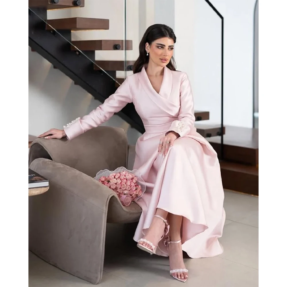 Customized Long Sleeves Prom Dresses V Neck Pink Cocktail Party Bride Gowns Beadings Evening Dresses Ankle Length Party Dresses
Customized Long Sleeves Prom Dresses V Neck Pink Cocktail Party Bride Gowns Beadings Evening Dresses Ankle Length Party Dresses