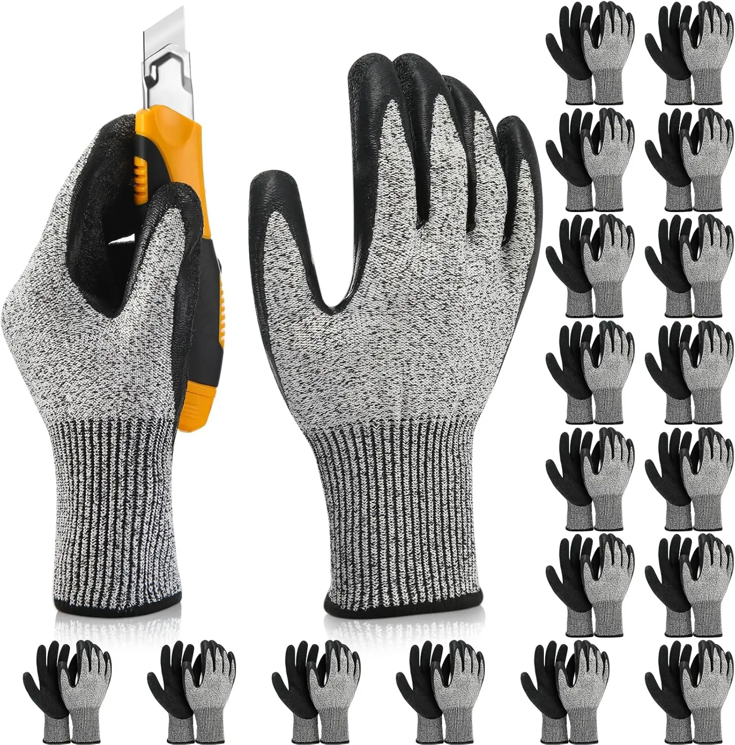 18 Pairs Level 5 Cut Resistant Gloves Lightweight Protective Gloves with PU Coated Working Accessories for Women Men
18 Pairs Level 5 Cut Resistant Gloves Lightweight Protective Gloves with PU Coated Working Accessories for Women Men