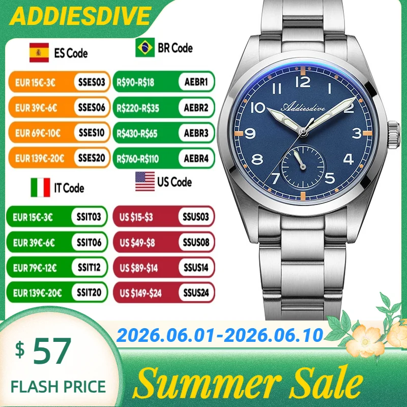 ADDIESDIVE Japan VH60 Stainless Steel Band Couple's Watches Bubble Mirror Glass Super Luminous 10Bar Waterproof Couple's Watch
ADDIESDIVE Japan VH60 Stainless Steel Band Couple's Watches Bubble Mirror Glass Super Luminous 10Bar Waterproof Couple's Watch