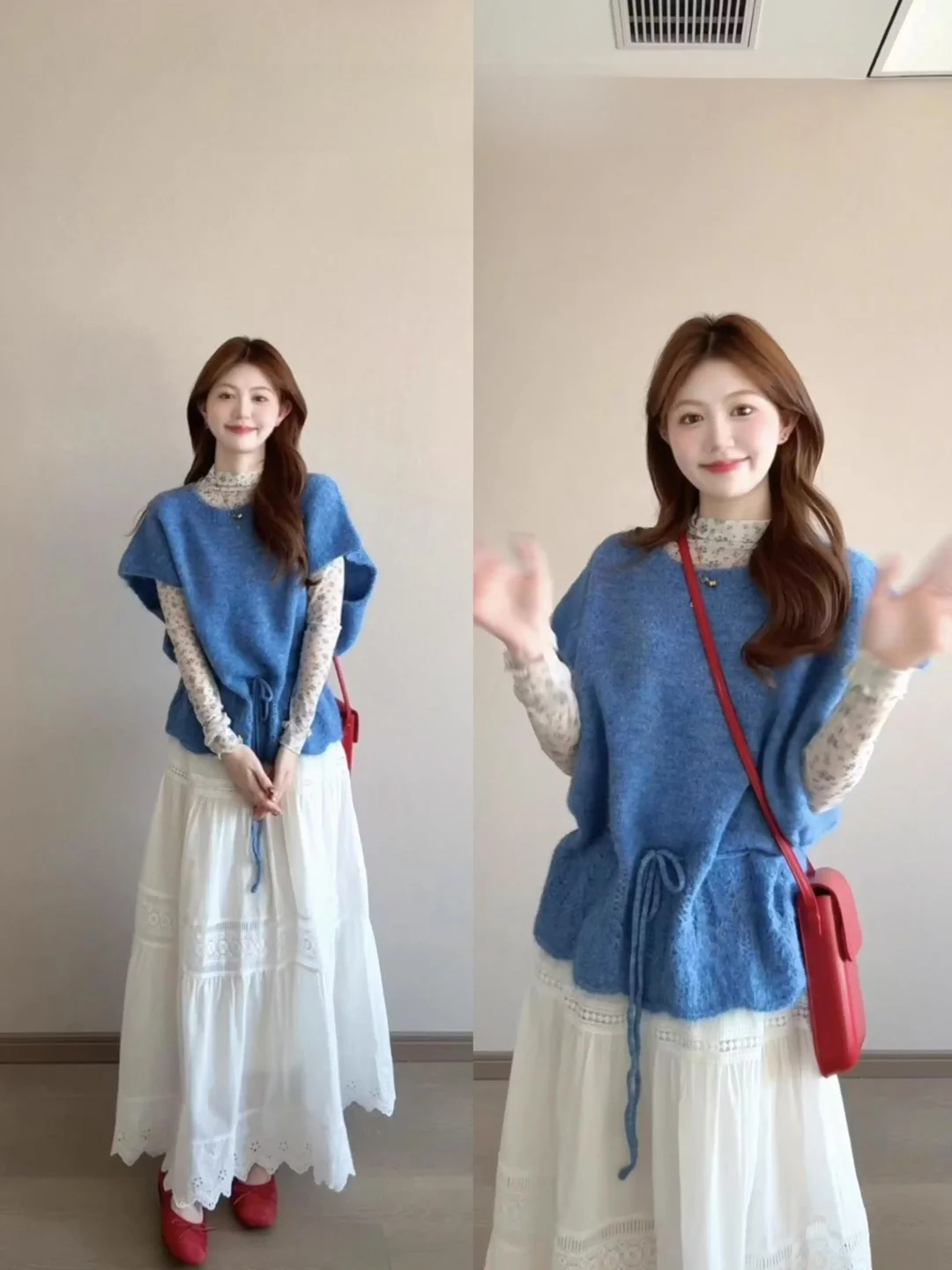 Spring 2026 Early Korean Sle Blue Knitted Vest Set Women's Faion Trousers with Dstring Fly Sve Layering Base irt
Spring 2026 Early Korean Sle Blue Knitted Vest Set Women's Faion Trousers with Dstring Fly Sve Layering Base irt