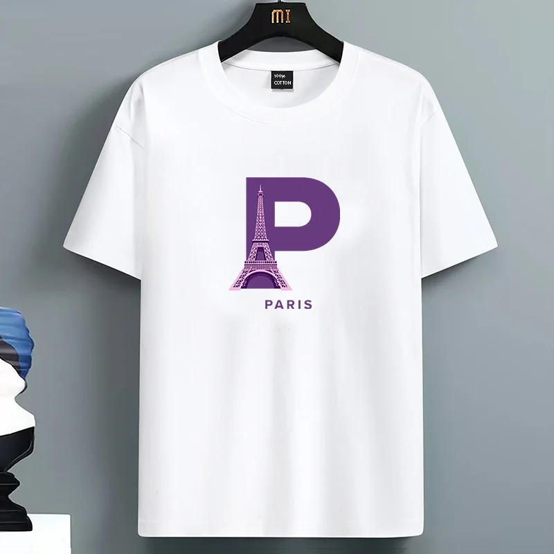 For Men's 100% Cotton summer Loose PARIS Creative Letter Print Casual Slim Fit Round Neck Short Sleeved T-shirt Top Unisex Style 
For Men's 100% Cotton summer Loose PARIS Creative Letter Print Casual Slim Fit Round Neck Short Sleeved T-shirt Top Unisex Style