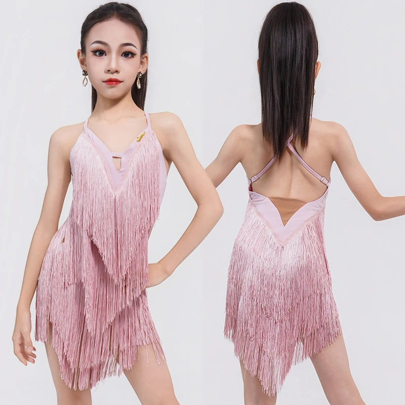 Summer New Latin Dresses For Girl Pink Sling Fringe Dress Children Latin Performance Costume Cha Cha Rumba Training Wear
Summer New Latin Dresses For Girl Pink Sling Fringe Dress Children Latin Performance Costume Cha Cha Rumba Training Wear