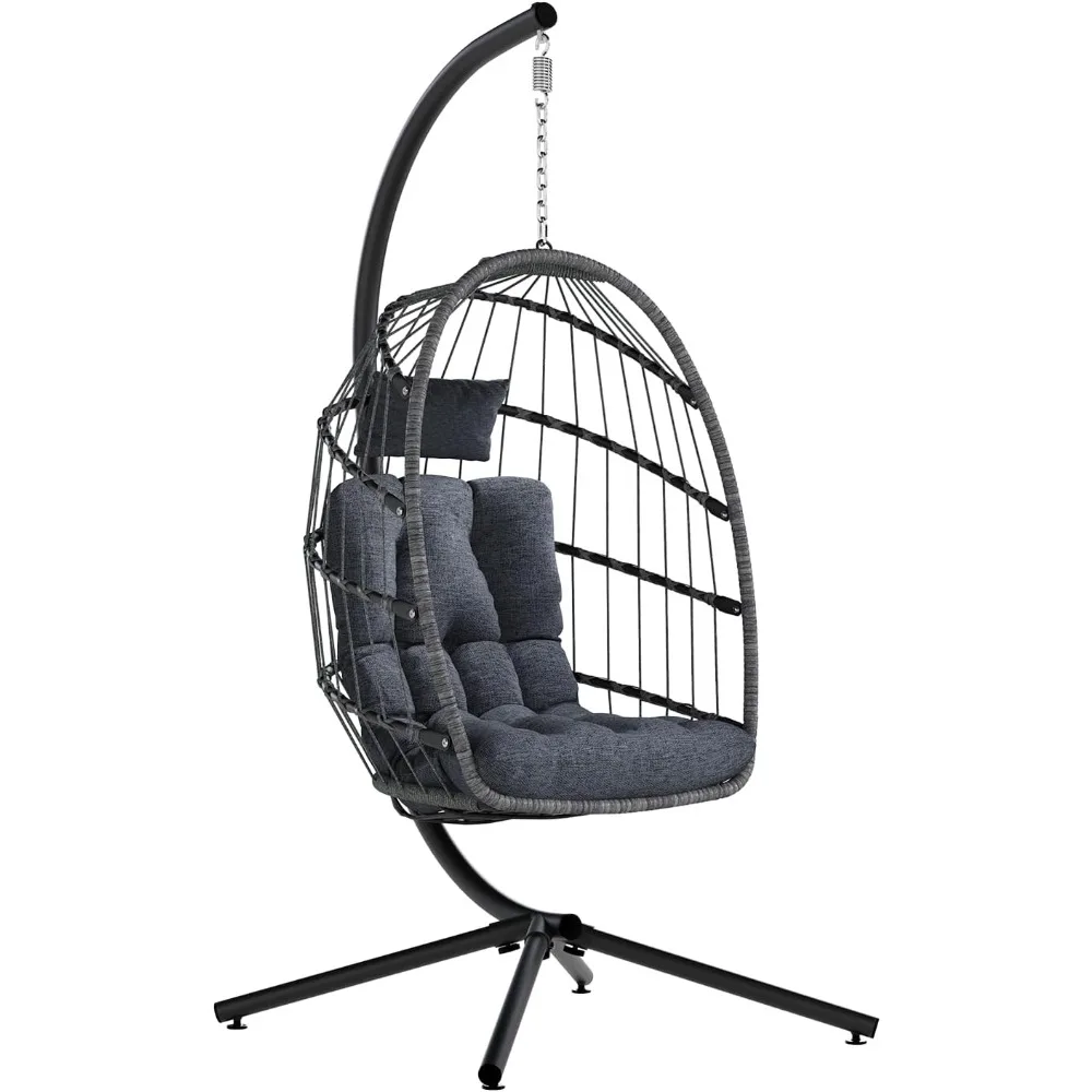 Egg Chair Outdoor with Stand, Indoor Wicker Hanging Egg Swing Chair with Cushion, 350lbs Capacity for Patio, Bedroom, Garden -
Egg Chair Outdoor with Stand, Indoor Wicker Hanging Egg Swing Chair with Cushion, 350lbs Capacity for Patio, Bedroom, Garden -