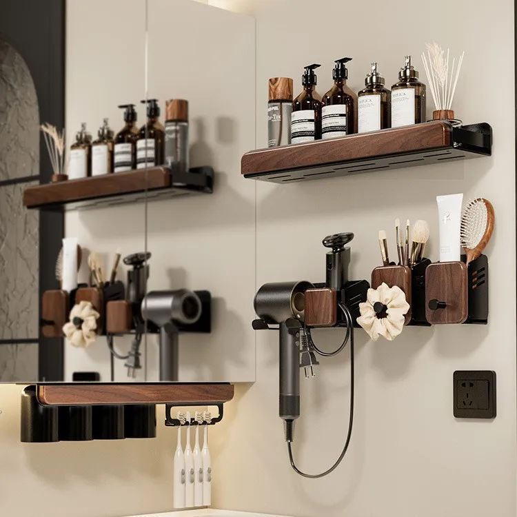 Hair dryer rack, hanging on the wall, installed in stainless steel antique walnut hair dryer rack
Hair dryer rack, hanging on the wall, installed in stainless steel antique walnut hair dryer rack