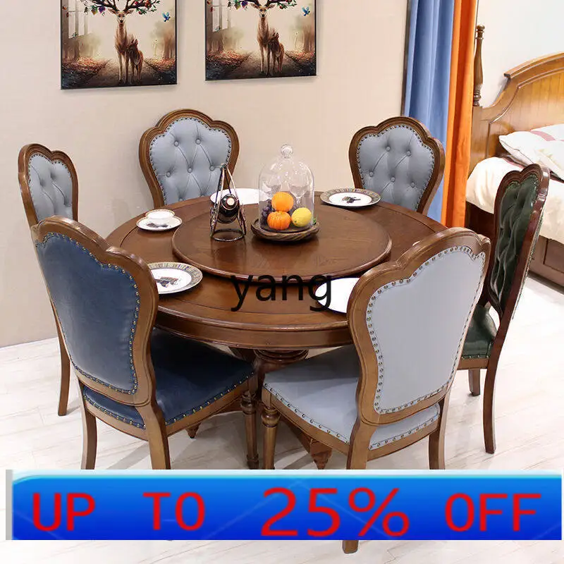 LMM all solid wood dining table and chair combination European light luxury simple household round dining table
LMM all solid wood dining table and chair combination European light luxury simple household round dining table