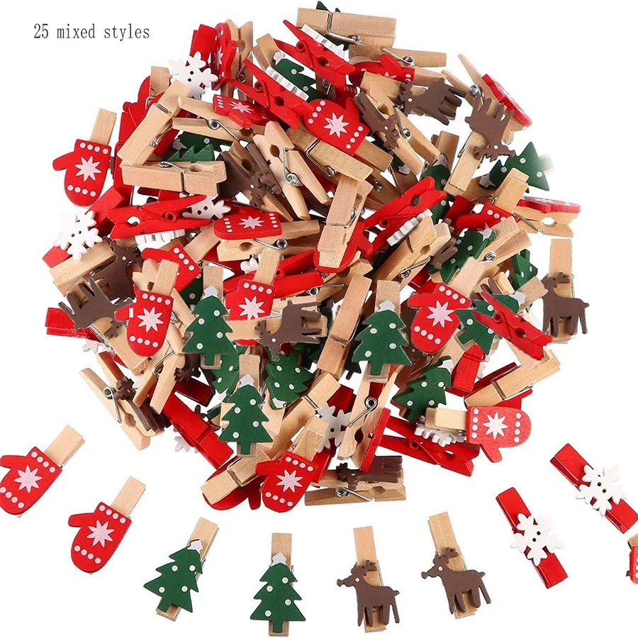 100pc Mixed Styles Christmas Wood Clips Christmas Tree Photo Clips Elk Gloves Snowflake Clothespins DIY Photo Pegs for New Year
100pc Mixed Styles Christmas Wood Clips Christmas Tree Photo Clips Elk Gloves Snowflake Clothespins DIY Photo Pegs for New Year