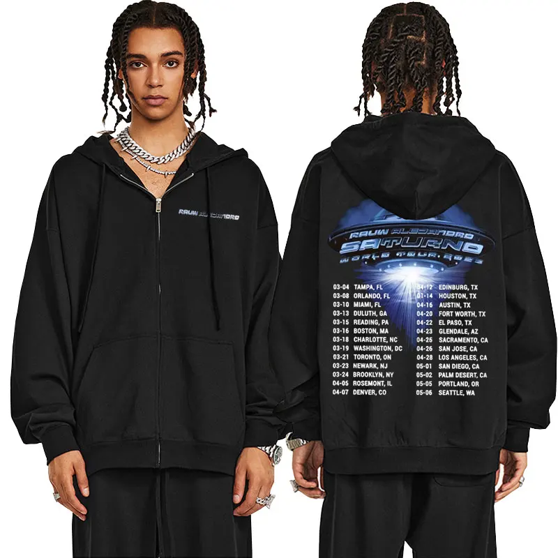 Rapper Rauw Alejandro Saturno World Tour Zipper Hoodie Male Oversized Zip Up Jacket Men Women Hip Hop Fashion Zip Up Sweatshirt
Rapper Rauw Alejandro Saturno World Tour Zipper Hoodie Male Oversized Zip Up Jacket Men Women Hip Hop Fashion Zip Up Sweatshirt