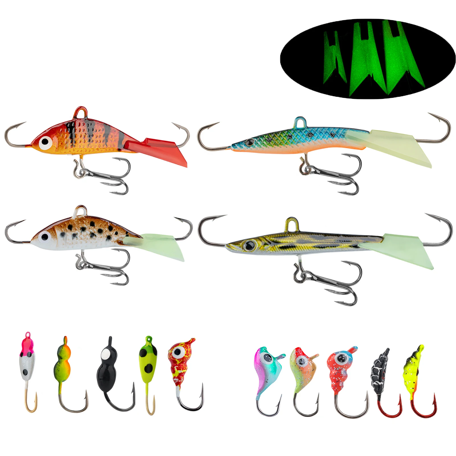 14pcs Winter Ice Fishing Lures Kit 13.8g-16.5g Jigging Balancer Baits 1.3g-2.2g Micro Metal Jig Hard Bait For Bass Pike
14pcs Winter Ice Fishing Lures Kit 13.8g-16.5g Jigging Balancer Baits 1.3g-2.2g Micro Metal Jig Hard Bait For Bass Pike