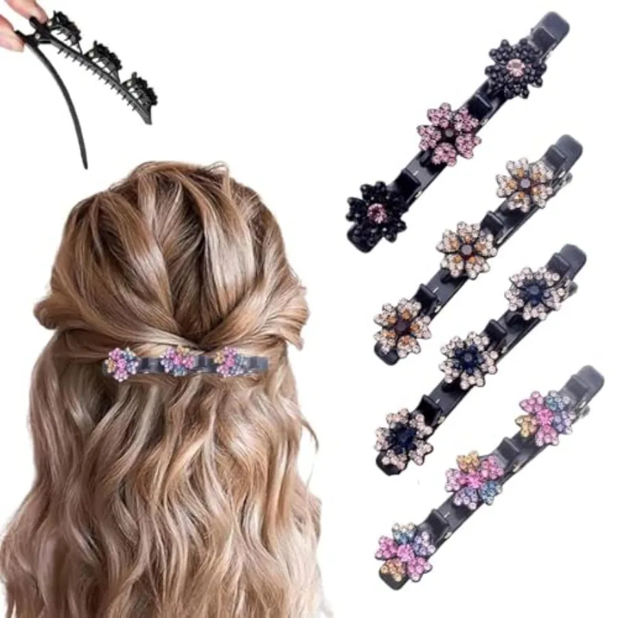4 Pcs Sparkling Crystal Stone Braided Hair Clips, 2025 New Satin Fabric Hair Bands Rhinestone Four-Leaf Clover Hair Clip for St
4 Pcs Sparkling Crystal Stone Braided Hair Clips, 2025 New Satin Fabric Hair Bands Rhinestone Four-Leaf Clover Hair Clip for St