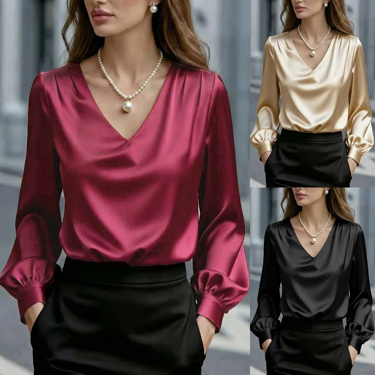 Elegant Puff Sleeve Shirt Fashionable V Neck Satin Blouse Women 2026 Spring Autumn Loose Top Ladies Office ShirtsTops
Elegant Puff Sleeve Shirt Fashionable V Neck Satin Blouse Women 2026 Spring Autumn Loose Top Ladies Office ShirtsTops