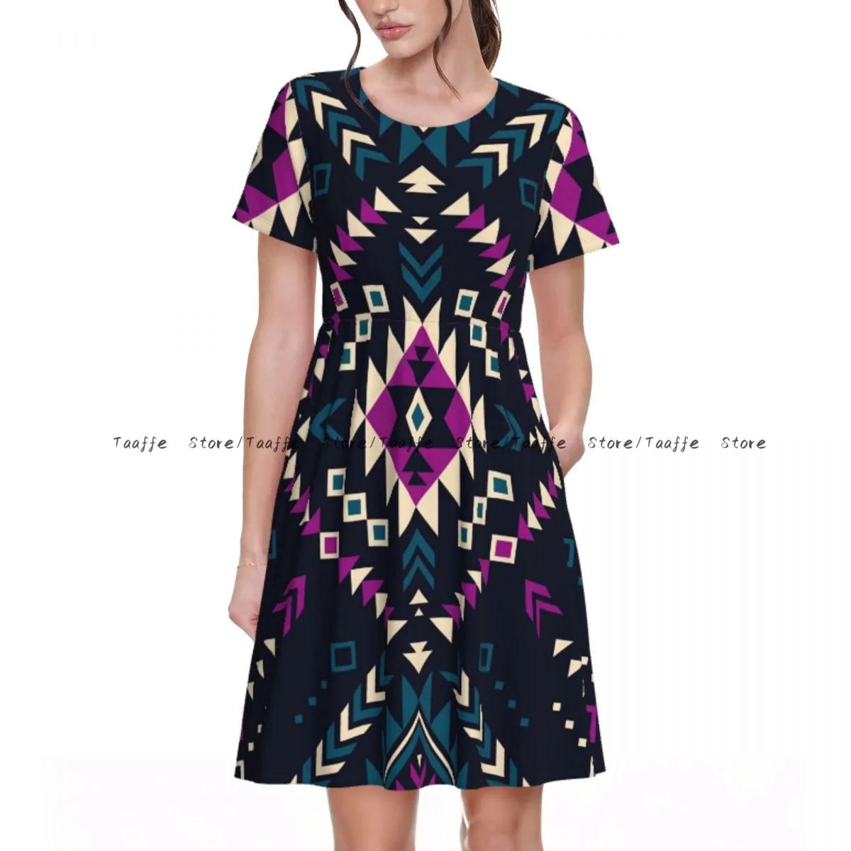 Summer Tribal Navajo Ethnic Hipster Geometric Dress Women Casual Round Neck Short Sleeve Dress
Summer Tribal Navajo Ethnic Hipster Geometric Dress Women Casual Round Neck Short Sleeve Dress