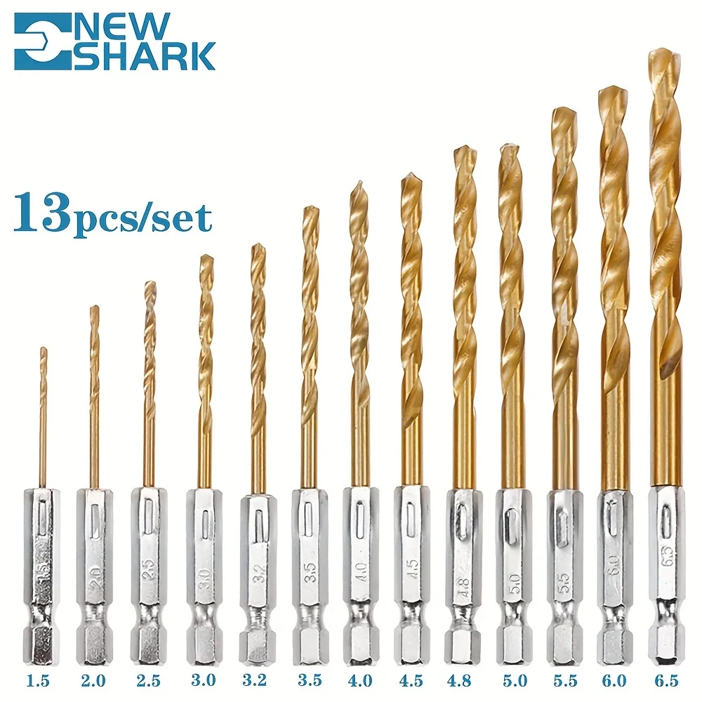13PCS Twist Drill Bit Set 1/4 Hex Shank Cobalt HSS Wood Metal Core Hole Cutter Drilling Tool Assorted Sizes 1.5mm-6.5mm
13PCS Twist Drill Bit Set 1/4 Hex Shank Cobalt HSS Wood Metal Core Hole Cutter Drilling Tool Assorted Sizes 1.5mm-6.5mm