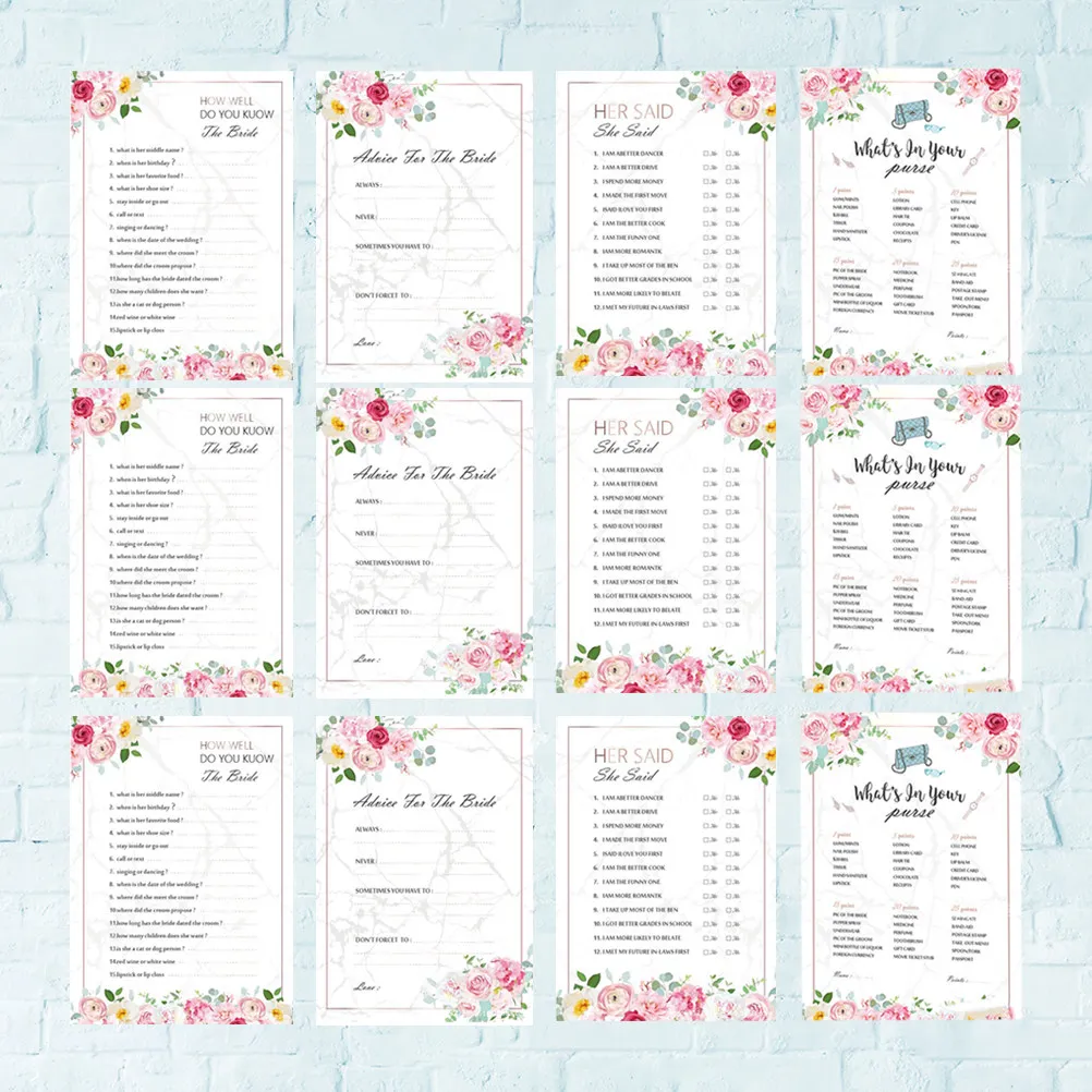 48pcs Game Cards Premium Paper Wedding Party Accessories Engagement Bachelorette Bridal Game Cards Shower Games
48pcs Game Cards Premium Paper Wedding Party Accessories Engagement Bachelorette Bridal Game Cards Shower Games