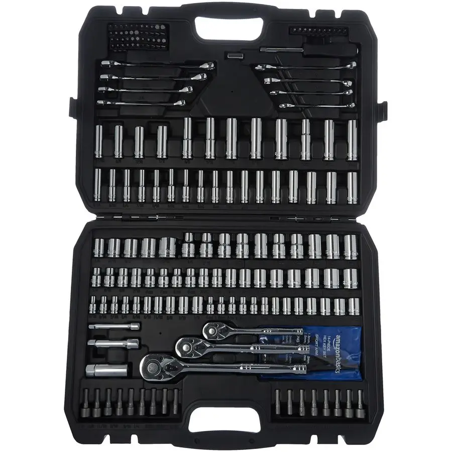 201Piece Mechanics Socket Tool Set With Case, SAE and Metric Sizes, ChromeVanadium Steel, Portable
201Piece Mechanics Socket Tool Set With Case, SAE and Metric Sizes, ChromeVanadium Steel, Portable