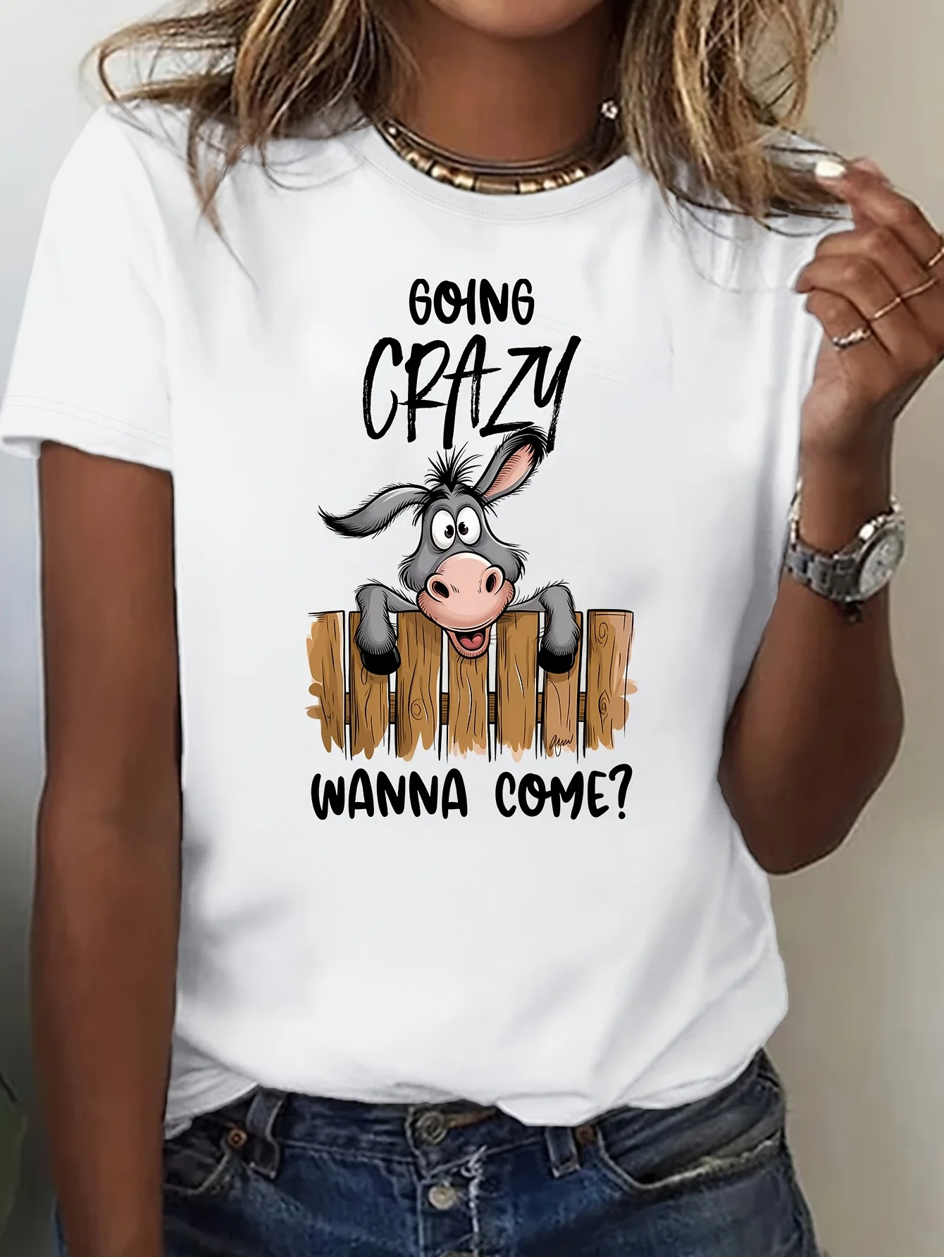 Going-Crazy-Wanna-Come-Funny Fun Женская футболка с животным принтом — стильная и удобная для весны и лета
Going-Crazy-Wanna-Come-Funny Fun Женская футболка с животным принтом — стильная и удобная для весны и лета