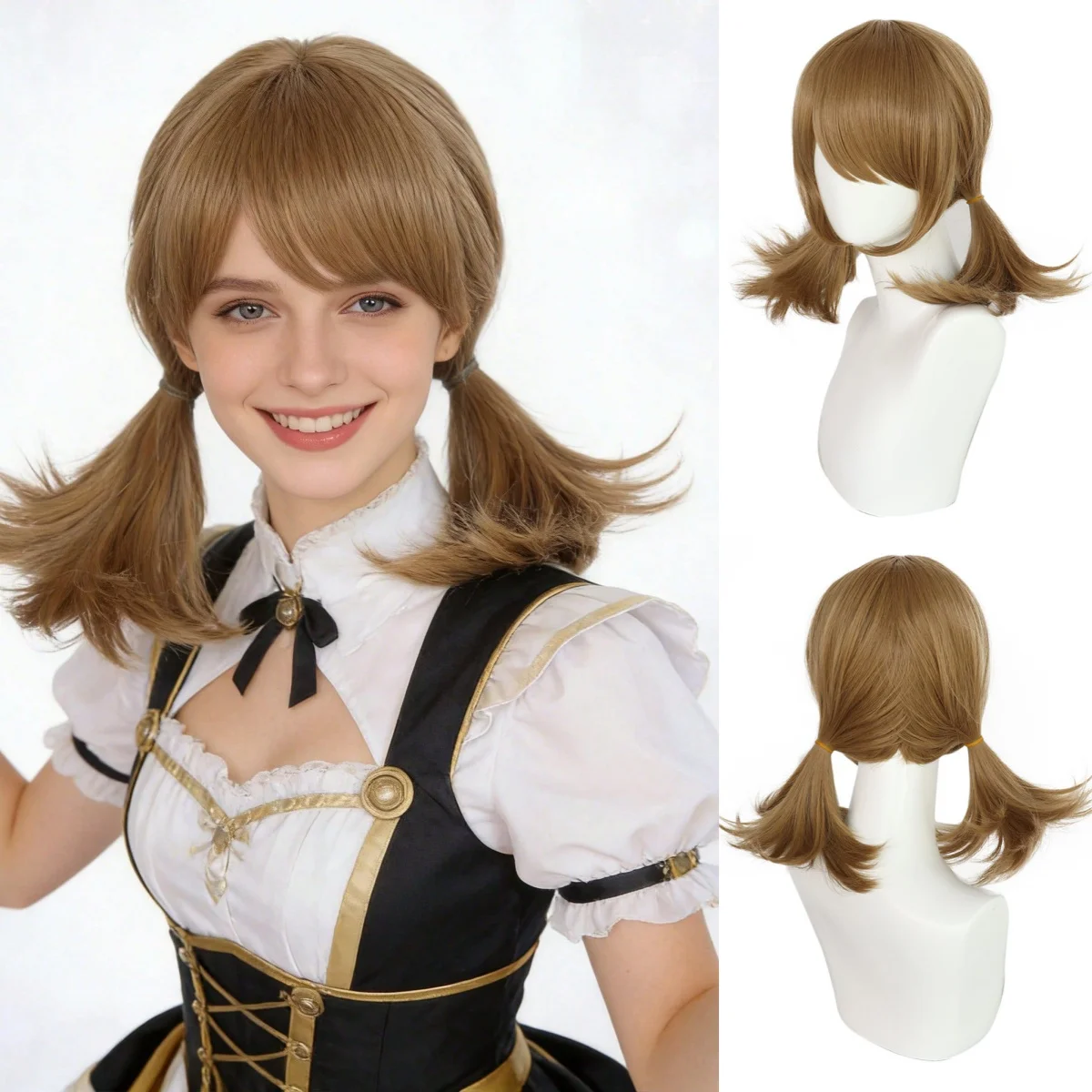 Brown Short Pigtails Wig with Bangs, Heat Resistant Synthetic Anime Cosplay Wig for Women, Lolita style Wig for Halloween Party
Brown Short Pigtails Wig with Bangs, Heat Resistant Synthetic Anime Cosplay Wig for Women, Lolita style Wig for Halloween Party