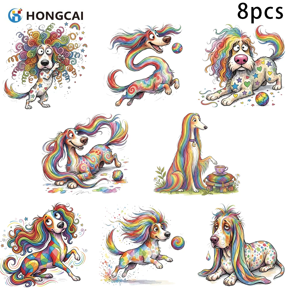 8Pcs Rainbow Dog DTF Transfers, Colorful Pet Heat Transfer Stickers for T-Shirts Hoodies Bags, Washable Ready to Press DIY
8Pcs Rainbow Dog DTF Transfers, Colorful Pet Heat Transfer Stickers for T-Shirts Hoodies Bags, Washable Ready to Press DIY