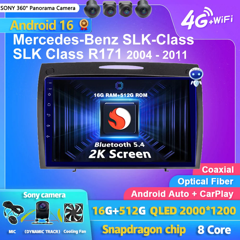 Android 16 Carplay Auto 2K Screen Car Radio Multimedia Player For Mercedes-Benz SLK-Class SLK Class R171 2004 - 2011 Autoradio
Android 16 Carplay Auto 2K Screen Car Radio Multimedia Player For Mercedes-Benz SLK-Class SLK Class R171 2004 - 2011 Autoradio